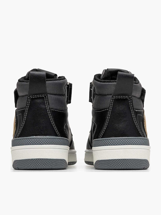 Ciberdron Παιδικά Sneakers High Ανατομικά με Σκρατς Μαύρα