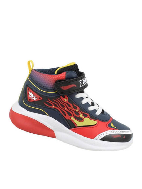 Adidași Copii Inalți Cu Închidere Hoop & Loop Și Luminite Negri