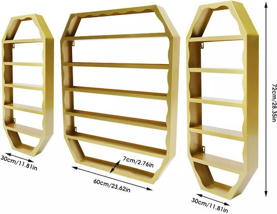 Set 3 Wandmontierte Metallregale Organizer 6 Ebenen