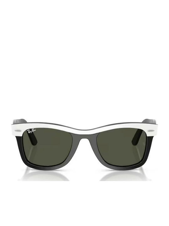 Ray Ban Unisex Sunglasses with White Horn-Rimmed Frame and Green Lens RB2240 144431