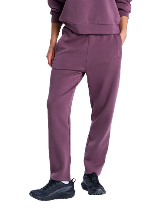 Rise & Vibe Women's Fabric Trousers with Elastic Regular Fit Purple