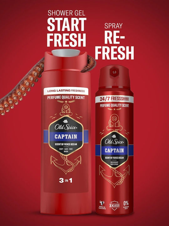 Old Spice Footballer Комплект Подарък За Мъже С Captain Дезодорант Стик Душ Гел И Чорапи 24-часова Свежест За Ежедневна Употреба Аромат С Качествен Мирис Който Трайе