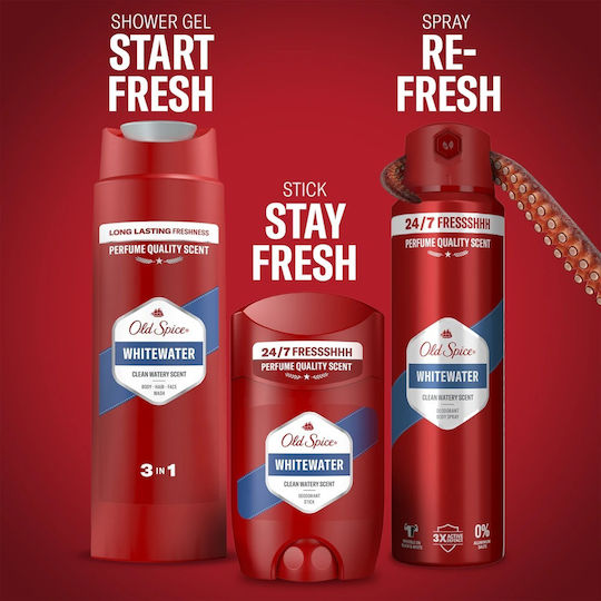 Old Spice Ironman Gift Set With Deodorant Stick Spray And Shower Gel Whitewater 24 Hour Freshness For Daily Use Scent With Quality Long Lasting Fragrance