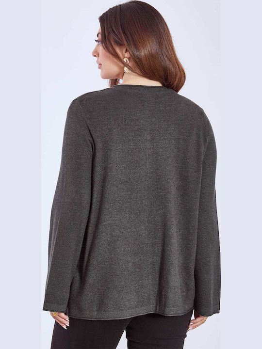 Celestino Women's Knitted Cardigan Soft Texture Anthracite