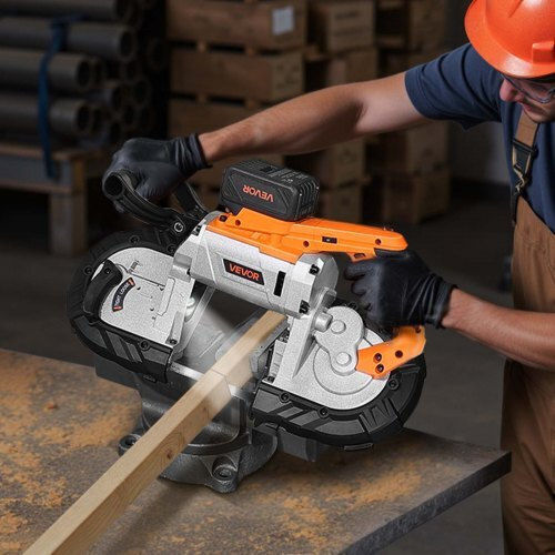 Portable Cordless Band Saw Kit Vevor 20v Battery Charger Cutting Depth 127 mm x 115 mm Metal Band Saw Brushless Motor Variable Speed 0-192 m min Metal Wood Cutting