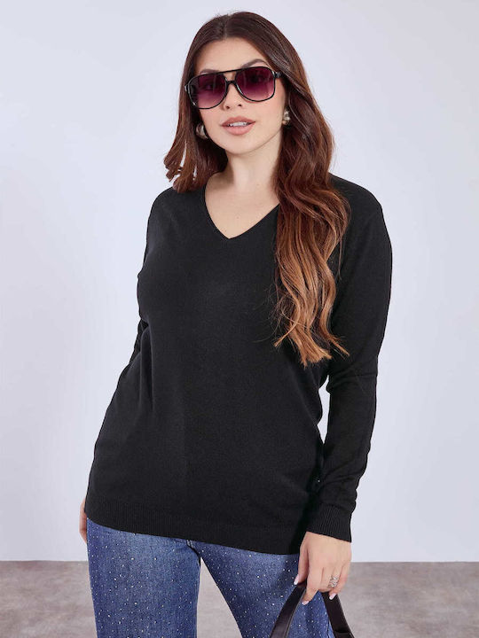 Celestino Damen Pullover Rip Details Schwarz