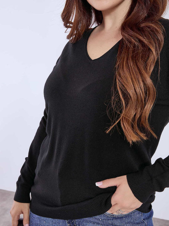 Celestino Damen Pullover Rip Details Schwarz