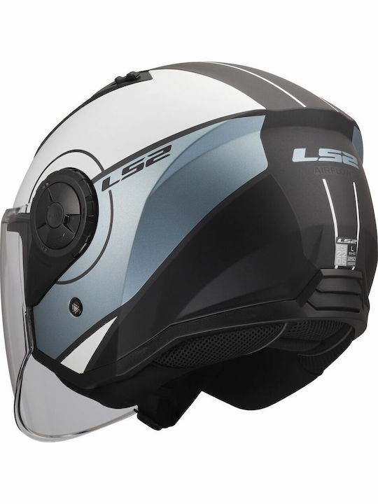 LS2 Airflow Ii Cover Мат Сиво/Синьо Каска За Мотор Джет ECE 22.06 1200гр