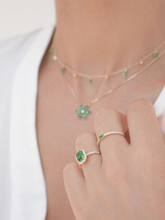 Kritsimis Necklace From 14K Gold With Green Zircon