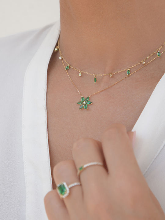 Kritsimis Necklace From 14K Gold With Green Zircon