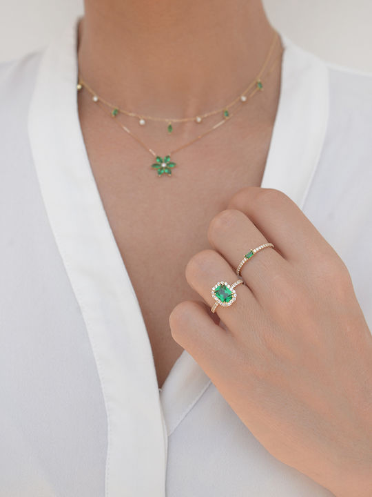 Kritsimis Necklace From 14K Gold With Green Zircon