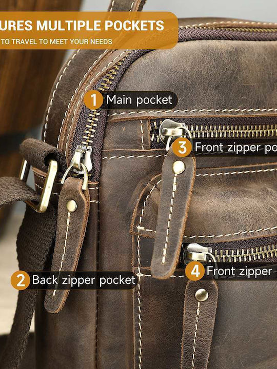 Leder Herren Schulter / Crossbody Braun Tasche