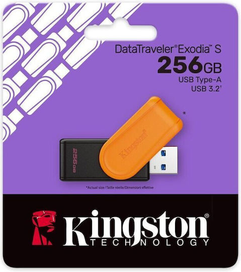 Kingston Datatraveler Exodia S 256GB USB 3.2 Стик Черен