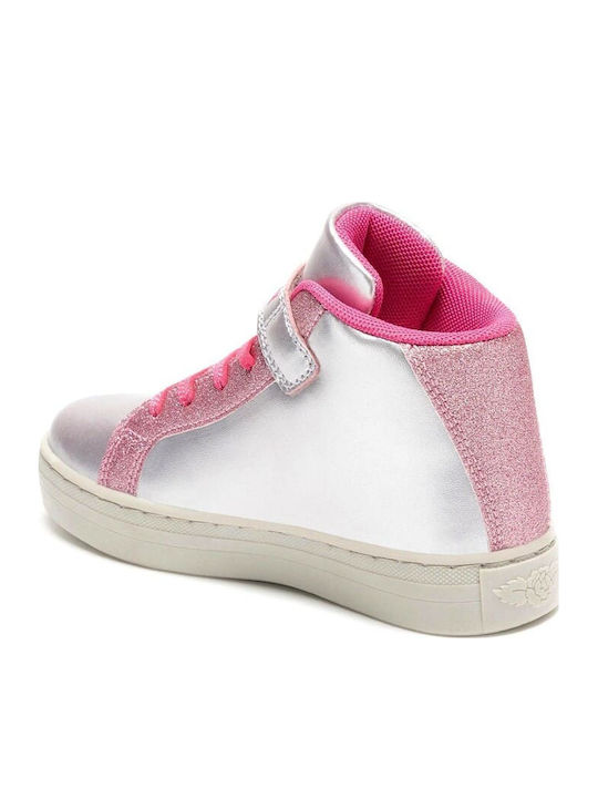 Miriam Παιδικά Sneakers High Ανατομικά με Σκρατς Ασημί