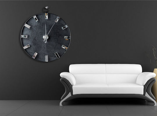 Ploumatos Ν70 Wall Clock Mirror Silver Ø95cm