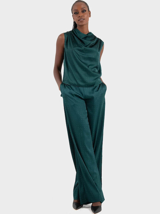 Γυναικεία Παντελόνα σε Relaxed Εφαρμογή Dark Green