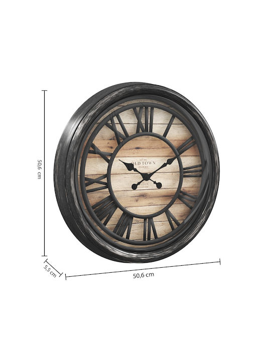 Atmosphera Pendule Plast Relief Antikes Wanduhr Kunststoff Schwarz Ø49cm