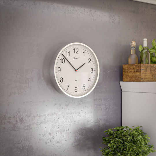 Mebus Wall Clock Metallic White Ø30cm