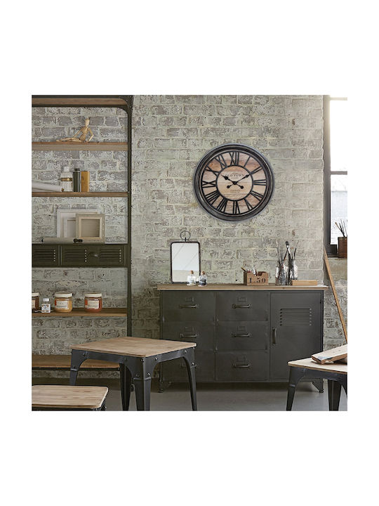 Atmosphera Pendule Plast Relief Antikes Wanduhr Kunststoff Schwarz Ø49cm
