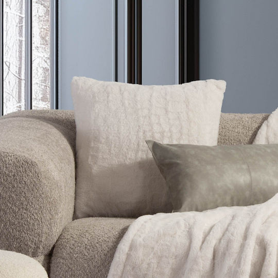 Nef-Nef Homeware Μαξιλάρι Καναπέ Home από Βελούδο Ecru 45x45εκ.