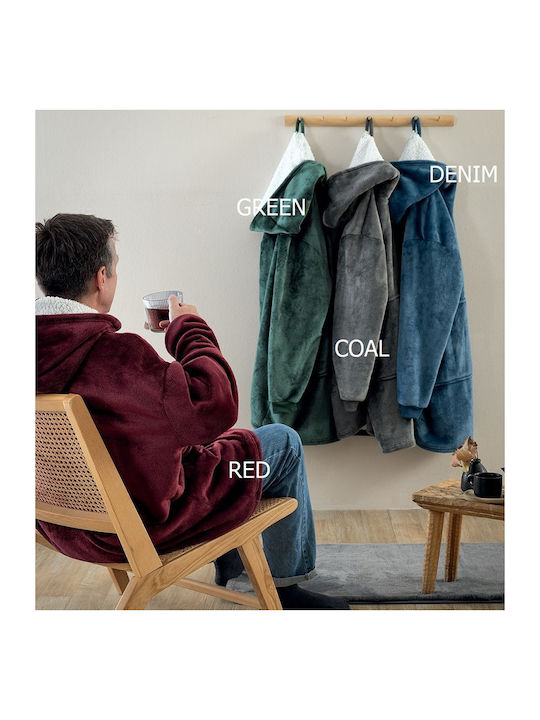 Palamaiki Huhu Κουβέρτα Fleece με Μανίκια 90x100εκ. Denim