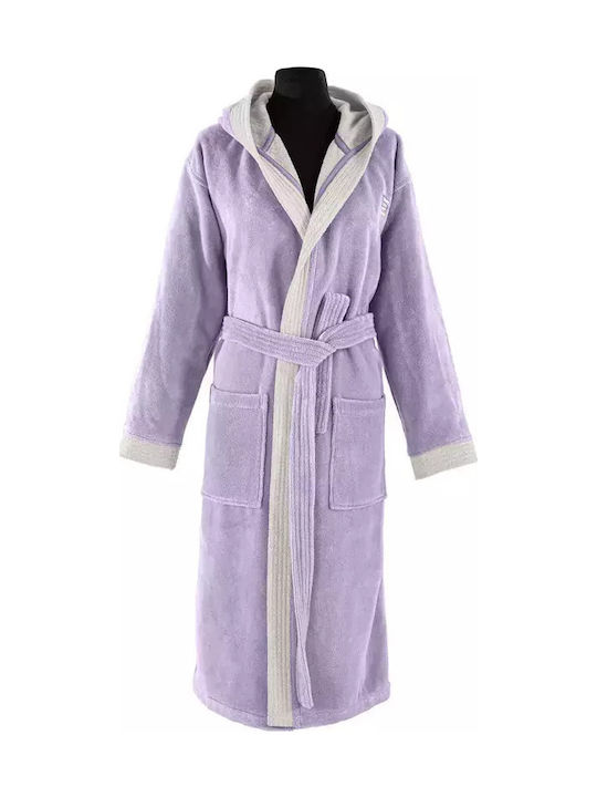 Guy Laroche Monogram Bathrobe with Hood Lavender