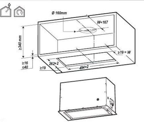 Elica Lane BL MAT/A/52 Ventilation Mechanism 52cm Black