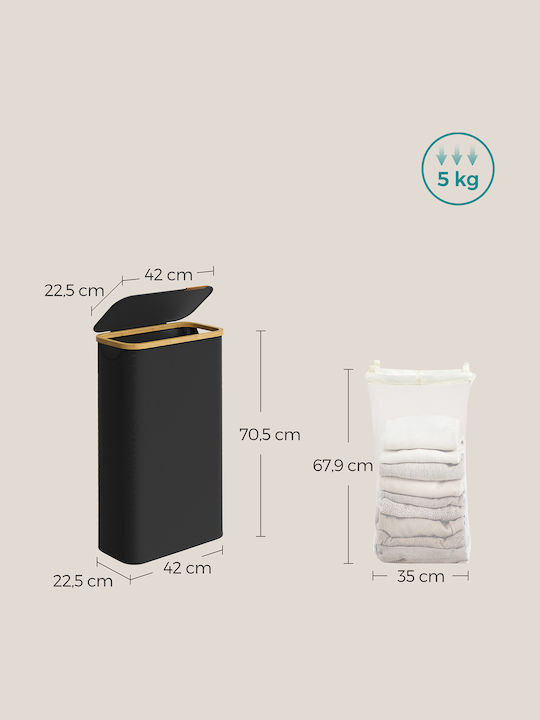 Songmics Laundry Basket Fabric 65l with Lid 42x22.5x70.5cm Black