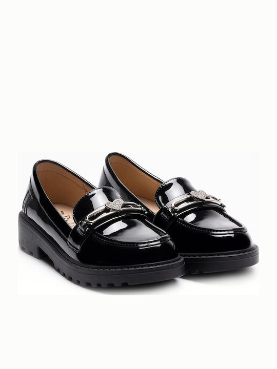Kids Anatomic Patent Leather Ballerinas with Hoop & Loop Closure Black
