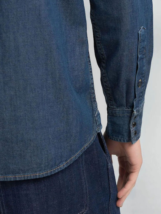 Long-sleeved Denim Shirt Dark Blue Denim