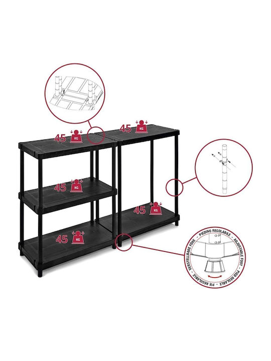 Plastic Outdoor Shelving Unit QBlack 4080S/4 With 5 Black Shelves 80x40x173.4cm