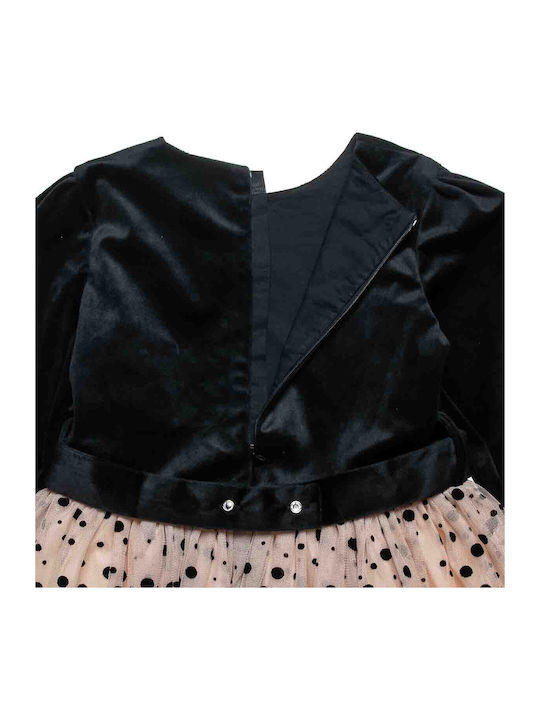 Children's Dress Long Sleeve Velvet Black