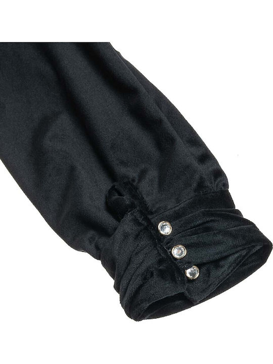 Children's Dress Long Sleeve Velvet Black