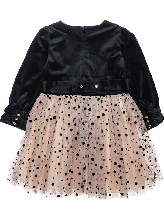 Children's Dress Long Sleeve Velvet Black