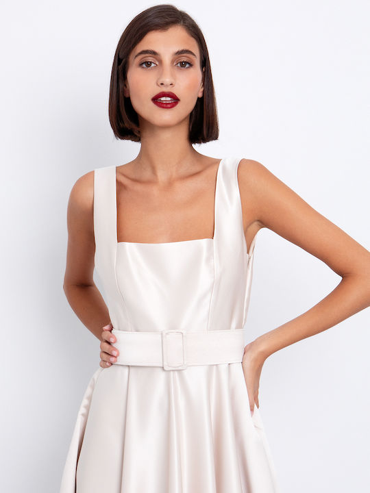 Midi Abendkleid Beige