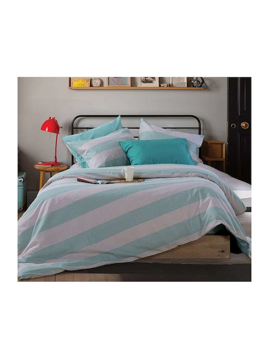 Nef-Nef Homeware Duvet Cover Set Cotton Single with Pillowcase 170x240 Casual Stripe Ecru