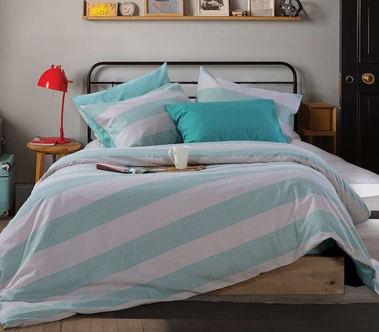 Nef-Nef Homeware Duvet Cover Set Cotton Single with Pillowcase 170x240 Casual Stripe Ecru