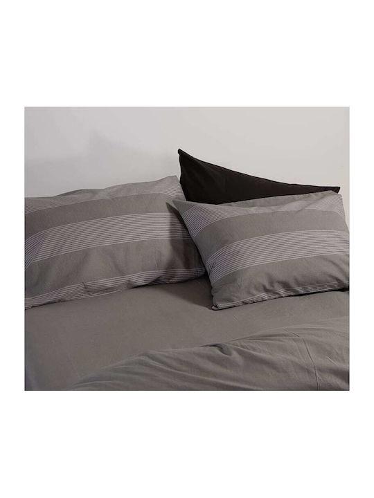 Nef-Nef Homeware Duvet Cover Set Cotton Single with Pillowcase 170x240 Casual Stripe Ecru