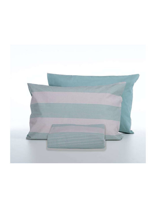 Nef-Nef Homeware Duvet Cover Set Cotton Single with Pillowcase 170x240 Casual Stripe Petrol