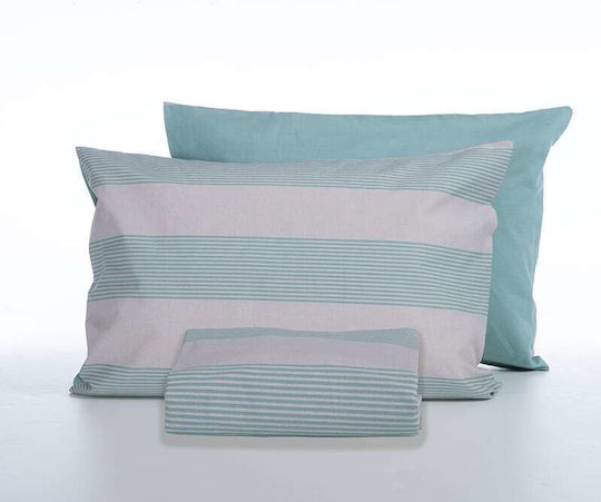 Nef-Nef Homeware Σετ Παπλωματοθήκη Βαμβακερή Μονή με Μαξιλαροθήκη 170x240cm Casual Stripe Petrol