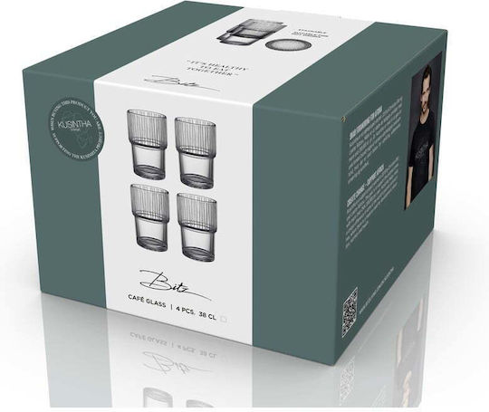 Bitz Σετ Ποτήρια Καφέ/Freddo / Νερού από Γυαλί 380ml 4τμχ