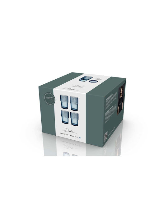 Bitz Set Gläser Kaffee/Freddo / Wasser aus Glas in Blau Farbe 380ml 4Stück