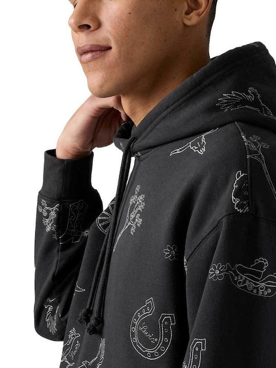 Graphic Sweatshirt with Hood Phantom Black