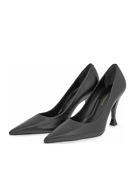 Leather Black High Heels Animal Print