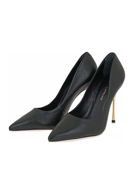 Leder Pumps mit hohem Absatz Schwarz