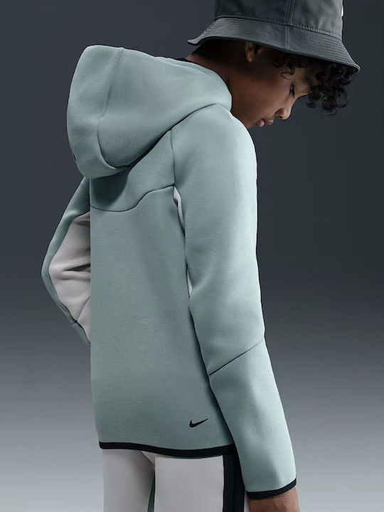 Athletic Kids Sweatshirt Cardigan Fleece with Hood White Tech Fleece Fz