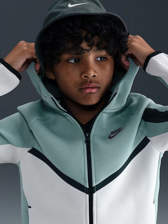 Athletic Kids Sweatshirt Cardigan Fleece with Hood White Tech Fleece Fz