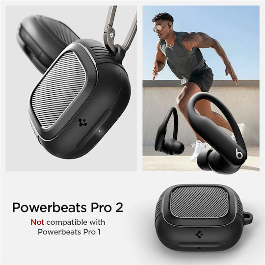 Spigen Rugged Armor Hülle Silikon in Schwarz Farbe für Apple Powerbeats Pro 2