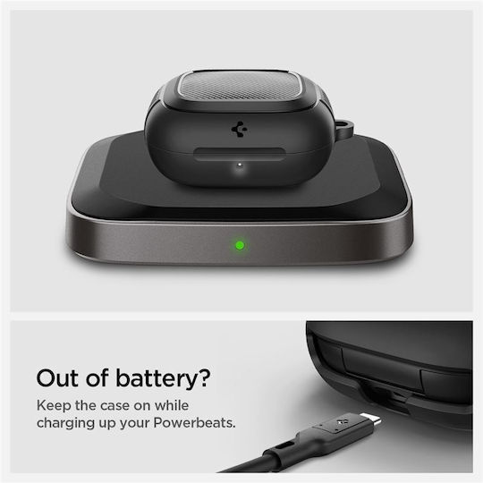 Spigen Rugged Armor Hülle Silikon in Schwarz Farbe für Apple Powerbeats Pro 2