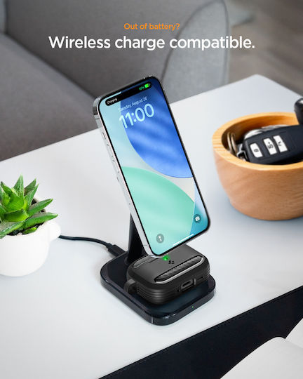 Spigen Rugged Armor Hülle Silikon mit Haken in Schwarz Farbe für Apple AirPods Pro 3